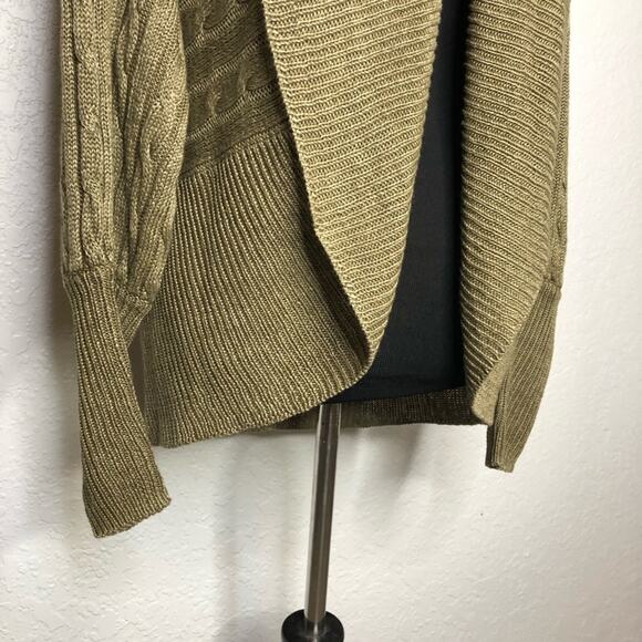 Ralph Lauren bronze brown cable knit linen cocoon open front cardigan size Small - Picture 3 of 14